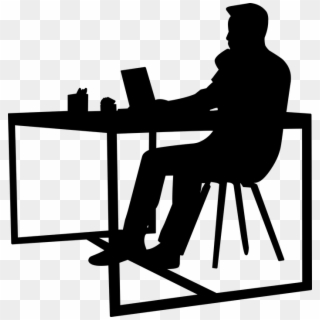Desk Analyze Browsing Businessman Busy Chair - Work Desk Silhouette Transparent, HD Png Download