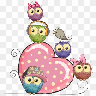 Pink Owl And Illustration Owls Vector Hearts Clipart - Clipart Owl Transparent Png, Png Download