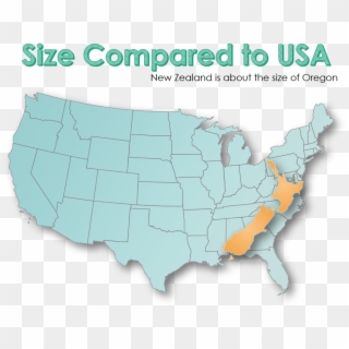Nz Size Compared To Usa X Map Usa New Zealand - Big Is New Zealand Compared To Us, HD Png Download