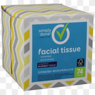 Simply Done Unscented Soft & Strong Facial Tissue 74ct - Box, HD Png Download