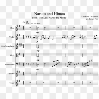 Naruto And Hinata Sheet Music For Violin, Oboe, Alto - Sheet Music, HD Png Download