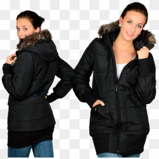 Black Winter Jacket For Women Png Free Download - Black Jacket Winter Women, Transparent Png