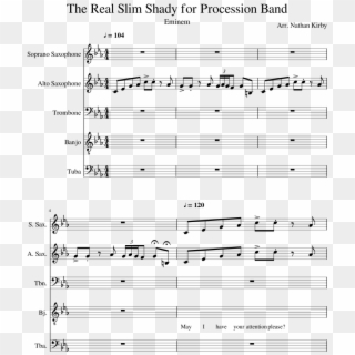 The Real Slim Shady For Procession Band Sheet Music - Real Slim Shady Score, HD Png Download