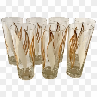 M#century Modern Gold & White Highball Glasses , Png - Vase, Transparent Png