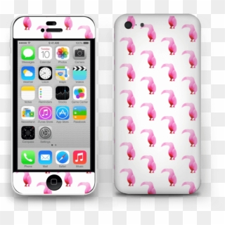 Pink Tropical Birds Skin Iphone 5c - White Apple Iphone 5, HD Png Download