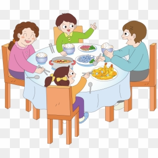 Dinner Eating Cartoon Banquet Transprent Png Free - Comer En Familia Animado, Transparent Png