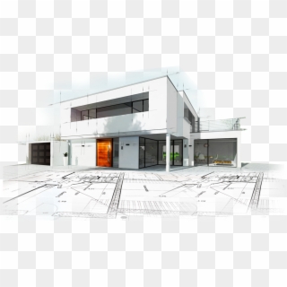 Modern Building On Blueprint - Renovering Af Hus Arkitekt, HD Png Download