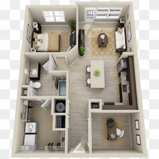 3d One Story House Plans - One Story House Inside, HD Png Download