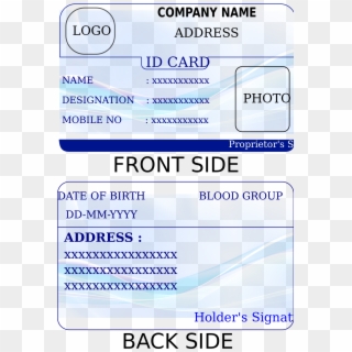 Id Card Template - Identification Card Template Printable, HD Png Download