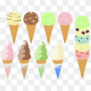 3 Clipart Ice Cream Cone - アイス クリーム フリー 素材, HD Png Download