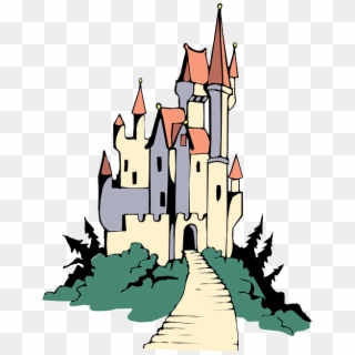 Fairytale Castle, Royal, Path, Towers, Fairytale - Castle On Hill Cartoon, HD Png Download