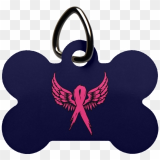 Breast Cancer Awareness Angel Wings Dog Bone Pet Tag- - Pet Tag, HD Png Download