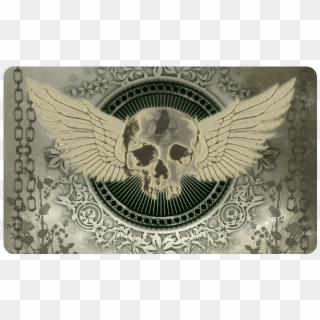 Skull With Wings And Roses On Vintage Background Doormat - Hawk, HD Png Download