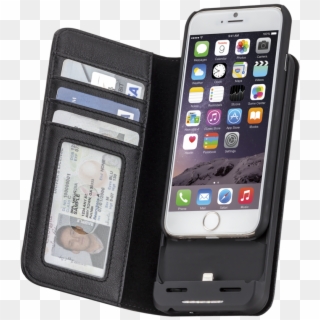 Iphone 6 Black Charging Wallet Case - Front And Back Of Phone, HD Png Download