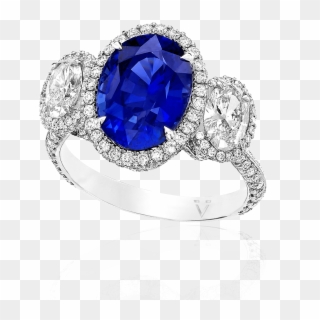 Blue Sapphire And Diamond Ring - Blue Gem Ring Png, Transparent Png