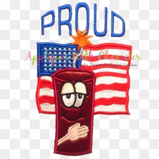 American Flag Proud Applique Design - Coquelicot, HD Png Download