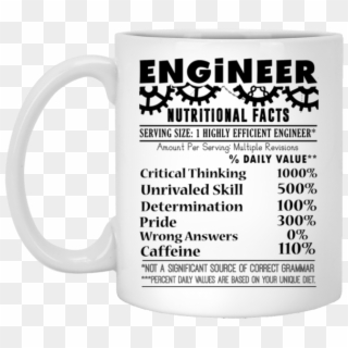 White Mug Engineering Gifts Engineer Nutritional Facts - Beer Stein, HD Png Download