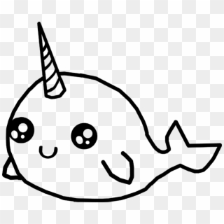 Narwal Kawaii Coloring Pages - Cute Narwhal Coloring Pages, HD Png Download