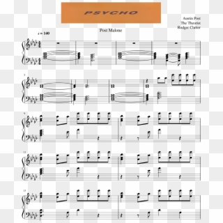 Post Malone And Ty Dolla $ign - Psycho Post Malone Piano Sheet Music, HD Png Download