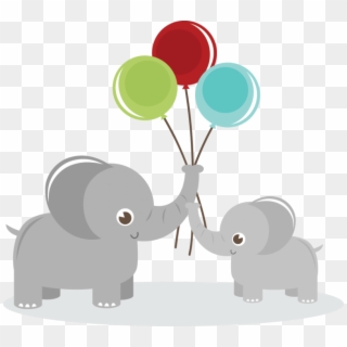 Elephants Svg Cute Baby - Elephant With Balloon Clipart, HD Png Download