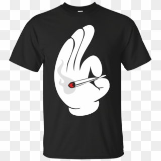 Cartoon Hand Smoking Joint - T-shirt, HD Png Download