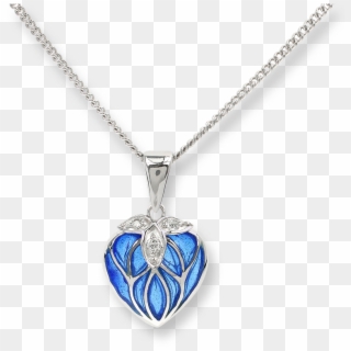 Nicole Barr Designs Sterling Silver Heart Necklace-blue - Silver Heart Necklace Transparent, HD Png Download