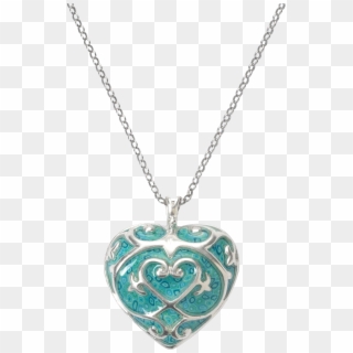 Turquoise Heart Pendant Necklace With Royal Decoration - Turquoise Love Heart Necklace, HD Png Download