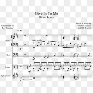 Give In To Me Sheet Music For Piano, Bass, Percussion, - Sheet Music, HD Png Download