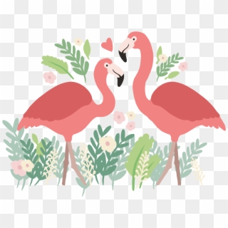 Download Hand Painted Flamingos In Love Background, HD Png Download