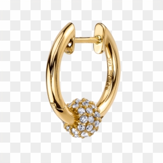 Diamond Sphere Hoop Earring - Diamonds In A Line Hoop Gold Earrings, HD Png Download