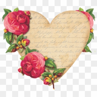 Алфавит И Прочее Письмо - Heart With Roses Vintage, HD Png Download