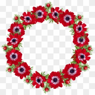 Wreath Border Anemone Flowers Decorative - Diseño De Rosas Rojas, HD Png Download