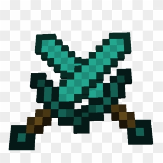 The Gallery For > Crossed Diamond Sword Minecraft - Minecraft Diamond Sword Crossed, HD Png Download