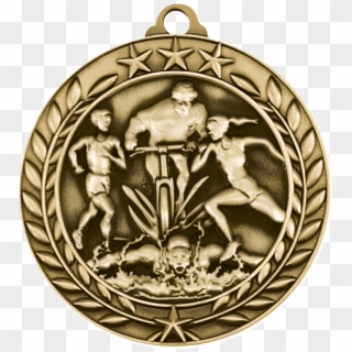 Triathlon Wreath Medal For Running Events - Gold Basketball Medal, HD Png Download
