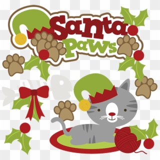 Santa Paws Svg Cat Clipart Cat Svg Cute Cat Clip Art - Cartoon Christmas Cats Png, Transparent Png