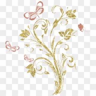 Gold Silvery Flower Butterfly Png Image - Portable Network Graphics, Transparent Png