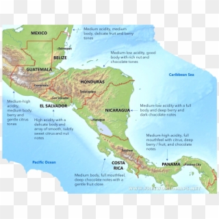 Balanced, Bright, And Clean Are The Words Most Frequently - Central America Physical Map, HD Png Download