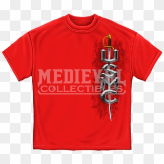 Red Usmc Semper Fidelis Sword T Shirt - Active Shirt, HD Png Download