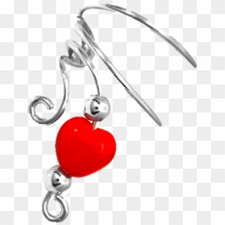 Red Crystal Heart & Beads Short Sterling Silver Ear - Earrings, HD Png Download