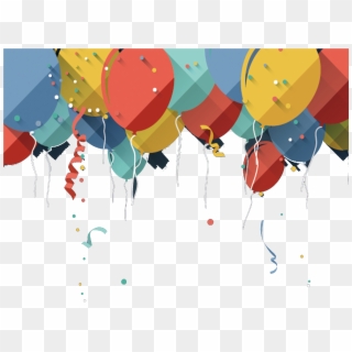 Birthday Cake Greeting Card Design Colored Balloons - Birthday Card Flat Design, HD Png Download