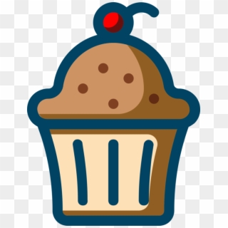Cupcake Frosting & Icing Bakery Computer Icons - Vector Line Art Blueberry Muffin, HD Png Download