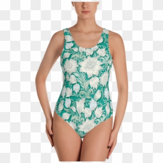 Ladies' Fun Wear Sexy Vintage Floral Ornament On Turquoise - Baked Potato Swimsuit, HD Png Download