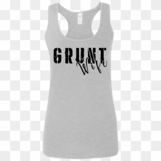 Grunt Wife Black Print Ladies' Softstyle Racerback - Active Tank, HD Png Download