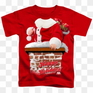 Chimney Santa Youth Short Sleeved T-shirt Red - Noel Baba Tişört, HD Png Download