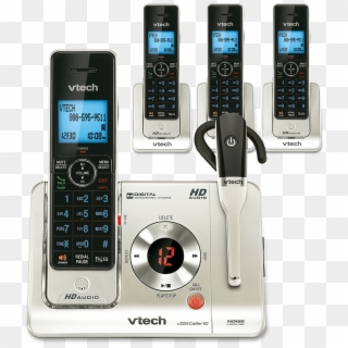 4 Handset Answering System With Cordless Headset - Vtech Cordless Phones, HD Png Download
