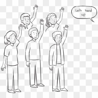 Back Group Of People With Left Arms In The Air, Playing - Line Art, HD Png Download