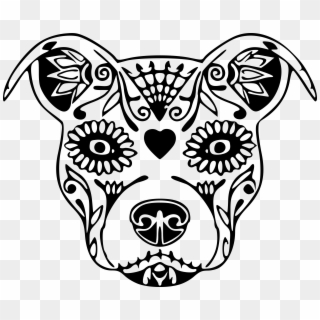 Drawn Pitbull Sugar Skull - Sugar Skull Pitbull Decal, HD Png Download
