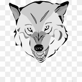 Wolf Face Animal Free Black White Clipart Images Clipartblack - Animals Head Cartoons Wolf, HD Png Download