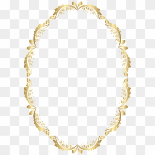 Golden Oval Border Transparent Png Clip Art - Gold Floral Frame Oval Png, Png Download