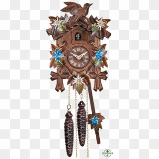 Quartz Traditional With Painted Edelweiss & Gentian - Engstler 522 Quartz Cuckoo Clock, HD Png Download